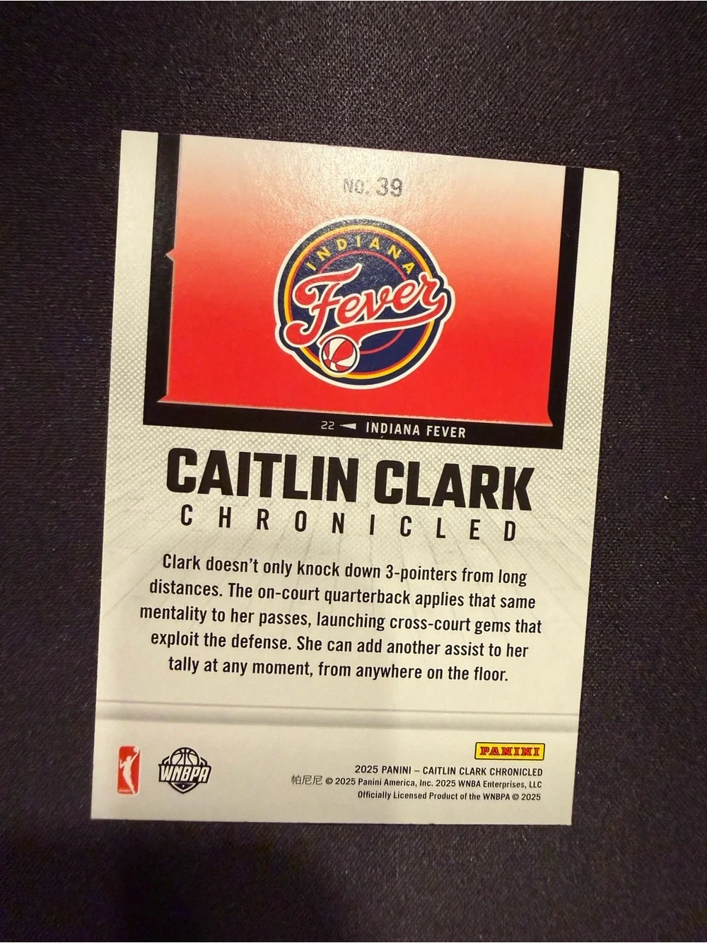 Caitlin Clark Panini Chronicled Cracked Ice - 2025 Indiana Fever #39